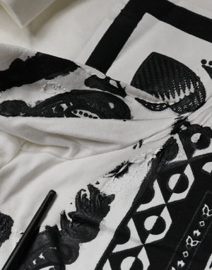 Dolce & Gabbana Weißes Bandana-Print-T-Shirt aus Baumwolle mit kurzen Ärmeln