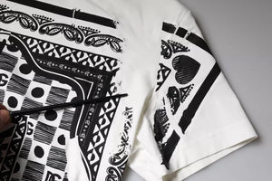 Dolce & Gabbana Weißes Bandana-Print-T-Shirt aus Baumwolle mit kurzen Ärmeln