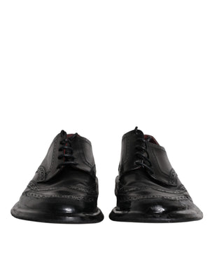 Dolce & Gabbana Schwarzes Leder Derby Wingtip Formelle Schuhe