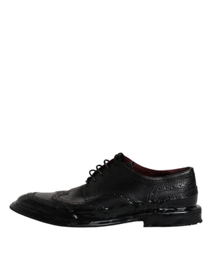 Dolce & Gabbana Schwarzes Leder Derby Wingtip Formelle Schuhe