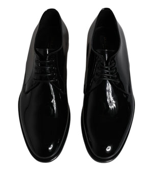 Dolce & Gabbana Schwarze Lackleder Derby-Schuhe für formelle Anlässe