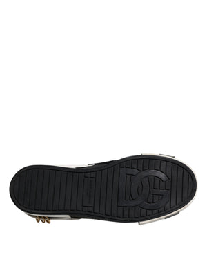 Dolce & Gabbana Schwarze Weiße Portofino Low Top Sneaker Schuhe