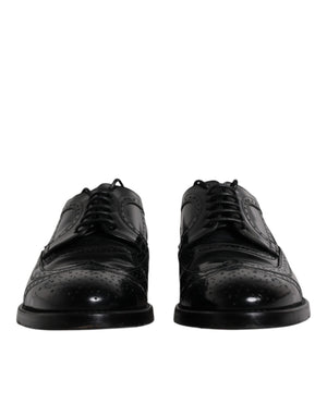 Dolce & Gabbana Schwarzes Leder Derby Wingtip Formelle Schuhe