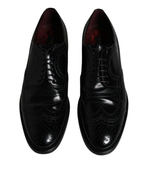 Dolce & Gabbana Schwarzes Leder Derby Wingtip Formelle Schuhe