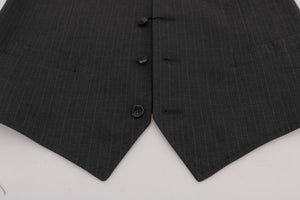 Dolce & Gabbana Graue STAFF Baumwollweste mit Streifen