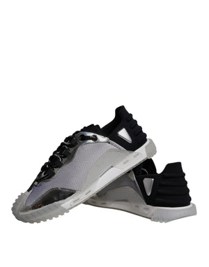 Dolce & Gabbana Silber Schwarz Nylon NS1 Low Top Turnschuhe Schuhe