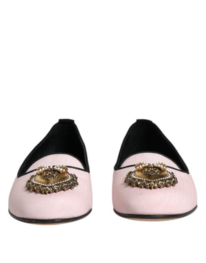 Dolce & Gabbana Puderrosa Samt Loafer Flats zum Hineinschlüpfen