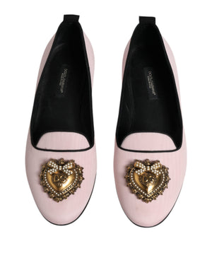 Dolce & Gabbana Puderrosa Samt Loafer Flats zum Hineinschlüpfen