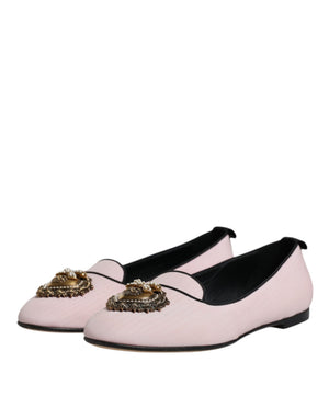 Dolce & Gabbana Puderrosa Samt Loafer Flats zum Hineinschlüpfen