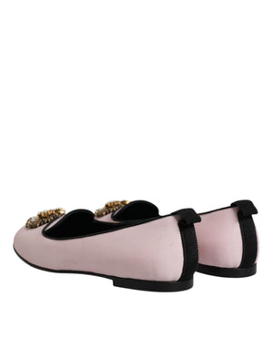 Dolce & Gabbana Puderrosa Samt Loafer Flats zum Hineinschlüpfen