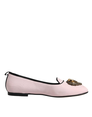 Dolce & Gabbana Puderrosa Samt Loafer Flats zum Hineinschlüpfen