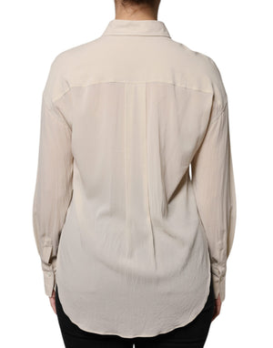 Brunello Cucinelli Beige Seidenmischung Hemdbluse mit Kragen