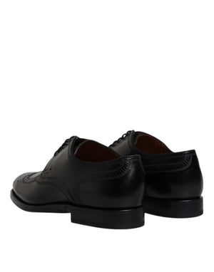 Dolce & Gabbana Schwarzes Leder Derby Wingtip Formelle Schuhe