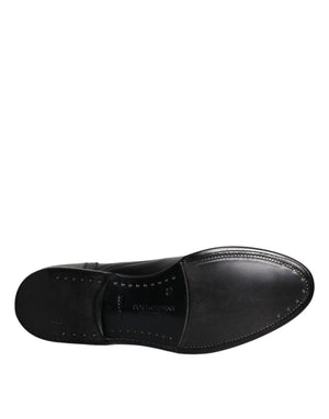 Dolce & Gabbana Schwarzes Leder Derby Wingtip Formelle Schuhe