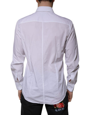 Dolce & Gabbana Weißes Slim Fit MARTINI Herrenhemd aus Baumwolle