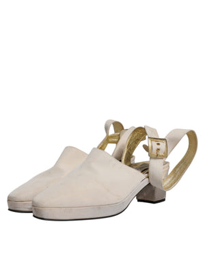 Dolce & Gabbana Aus Weiß Block Absätze Slingback Sandalen Schuhe