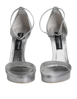 Dolce & Gabbana Silberne Leder-Plateau-Sandalen Keira