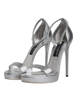 Dolce & Gabbana Silberne Leder-Plateau-Sandalen Keira