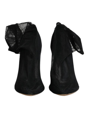 Dolce & Gabbana Schwarze Sockenstiefel aus Stretch-Nylon-Mesh
