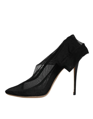 Dolce & Gabbana Schwarze Sockenstiefel aus Stretch-Nylon-Mesh