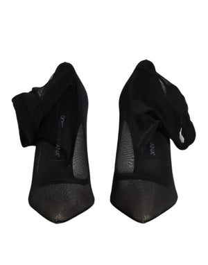 Dolce & Gabbana Schwarz Viskose Mesh Socke Stil Stiefel Schuhe