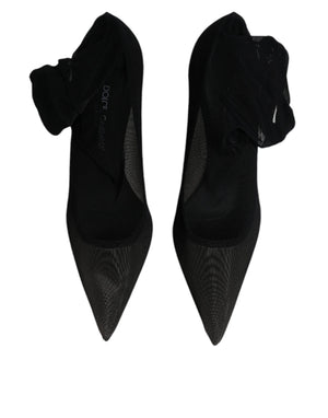 Dolce & Gabbana Schwarz Viskose Mesh Socke Stil Stiefel Schuhe