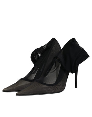 Dolce & Gabbana Schwarz Viskose Mesh Socke Stil Stiefel Schuhe