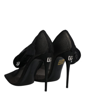 Dolce & Gabbana Schwarz Viskose Mesh Socke Stil Stiefel Schuhe