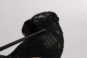 Dolce & Gabbana Schwarze Spitze Stretch Heels Mittlere Wadenstiefel Schuhe