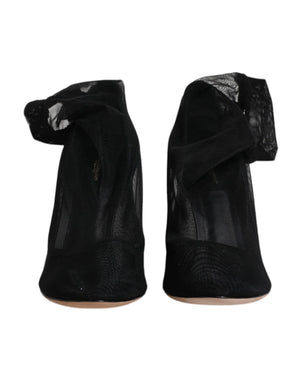 Dolce & Gabbana Schwarz Nylon Mesh Socke Stil Stiefel Schuhe