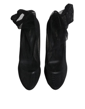 Dolce & Gabbana Schwarz Nylon Mesh Socke Stil Stiefel Schuhe