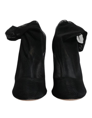 Dolce & Gabbana Schwarz Nylon Mesh Socke Stil Stiefel Schuhe