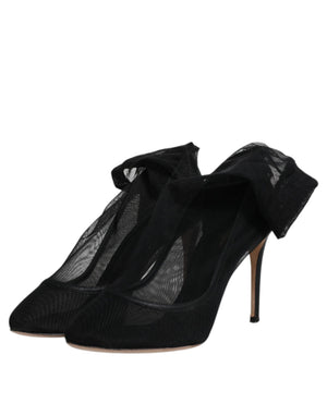 Dolce & Gabbana Schwarz Nylon Mesh Socke Stil Stiefel Schuhe
