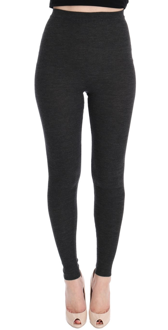 Dolce & Gabbana Graue Stretch-Strumpfhose aus Wolle