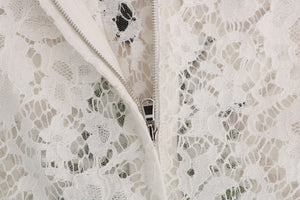 Dolce & Gabbana Weiße Bluse aus kristallbesetzter Spitze