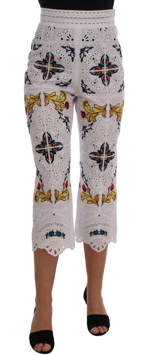 Dolce & Gabbana Mulicolor Majolika Ausschnitt Caprihose