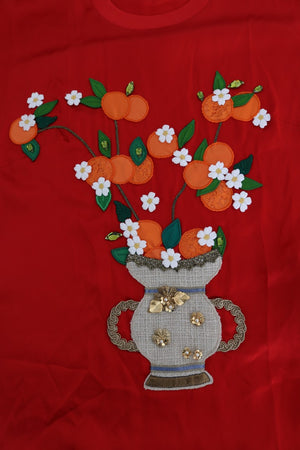 Dolce & Gabbana Rote Seide Orange Vase Crystal Top