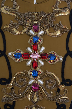 Dolce & Gabbana Gelbe Kristallkreuz-Weste Jacke