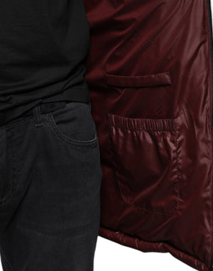 Dolce & Gabbana Schwarzes Nylon mit Kapuze Puffer Männer Mantel Jacke