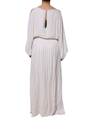 Christian Pellizzari Weißes verschönertes langes Maxikleid