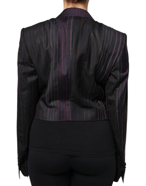 Dolce & Gabbana Multicolor Streifen Wolle Cropped Blazer Mantel Jacke