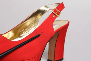 Dolce & Gabbana Rot Plateau Slingback Heels Sandalen Schuhe