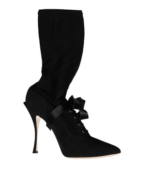 Dolce & Gabbana Schwarz Stiletto Heels Mid Calf Stiefel Schuhe