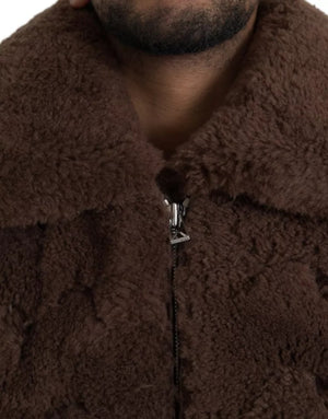 Bottega Veneta Brauner Pelz Lamm Shearling Mantel Jacke