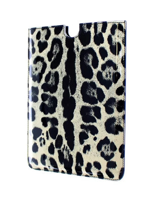 Dolce & Gabbana Weißes Leopardenmuster Leder eBook Cover Tablet Hülle