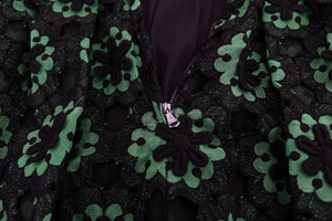 Dolce & Gabbana Grünes geblümtes Ricamo A-Linien-Shiftkleid