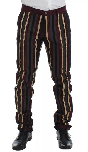 Dolce & Gabbana Multicolor Gestreifter Runway 3 Stück Slim Fit Weste Anzug