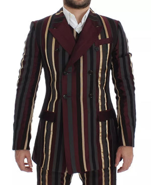 Dolce & Gabbana Multicolor Gestreifter Runway 3 Stück Slim Fit Weste Anzug