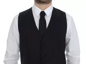 Dolce & Gabbana Schwarzes Wollseidenkleid Gilet Jacke Weste