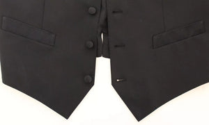 Dolce & Gabbana Schwarzes Wollseidenkleid Gilet Jacke Weste